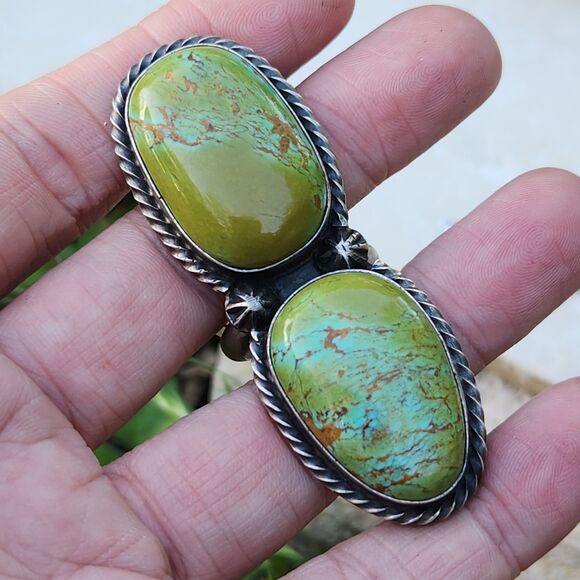 Robert Shakey Navajo Green Kingman Turquoise Ring Sterling Signed Native made 8